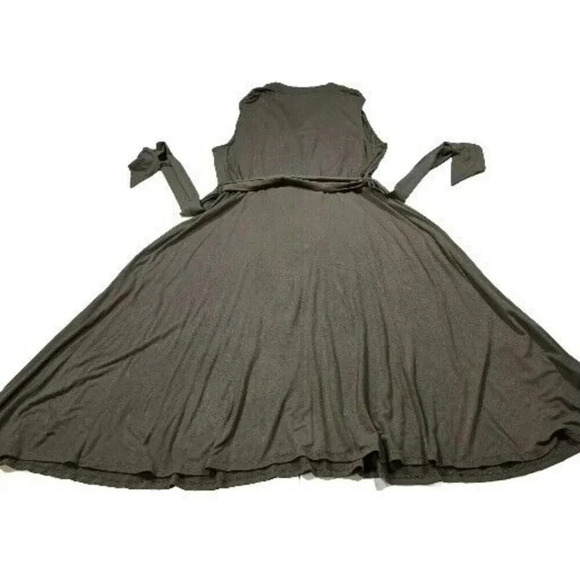 Calvin Klein Midi Dress Green  Sleeveless V-Neck Size 10 Tie Waist - Picture 12 of 16